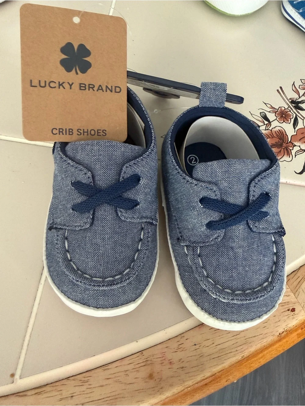 Lucky Brand Chambray Blue Baby Crib Shoes